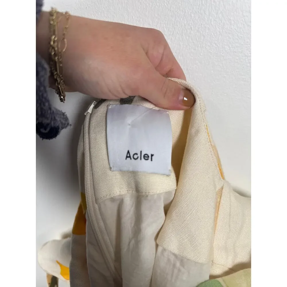 Acler Tate Square-Neck Floral Linen Midi Dress, Size 10 - Picture 3 of 8